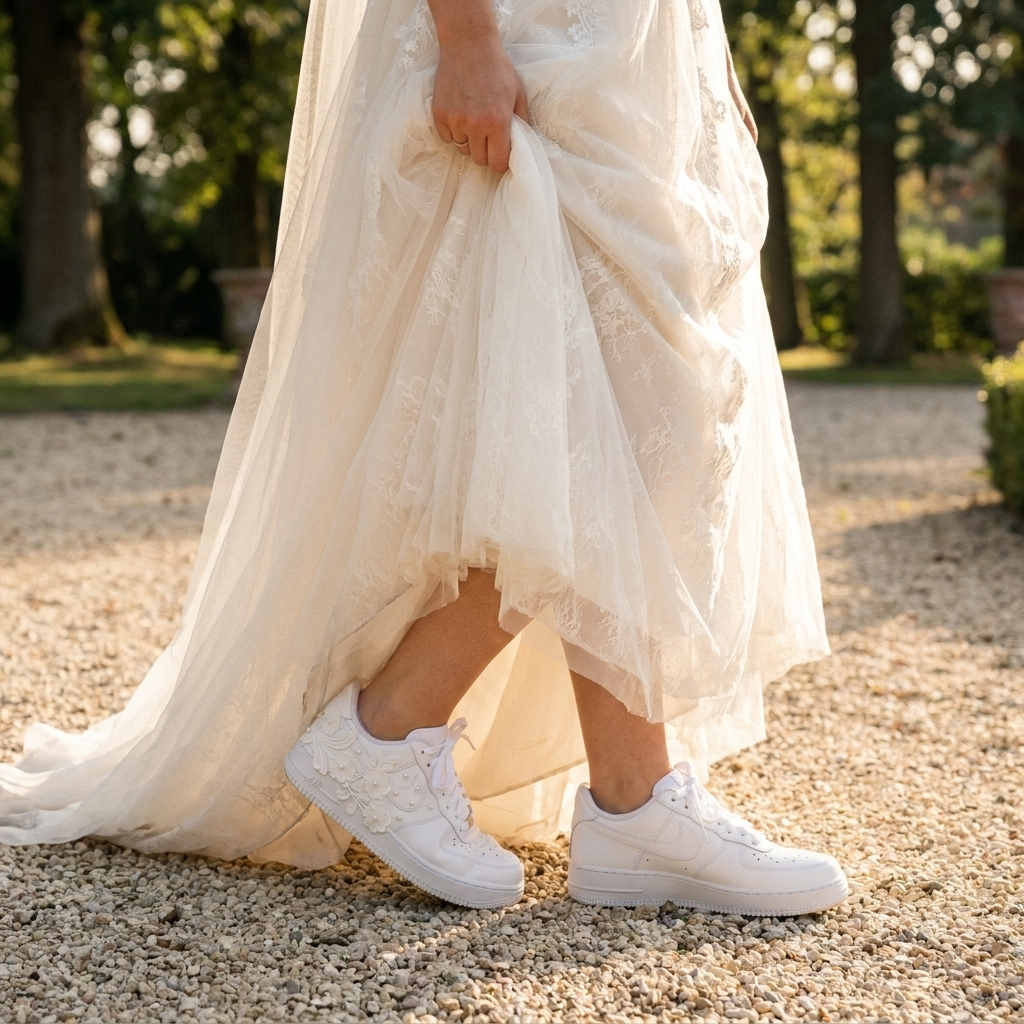 Custom Nike AIR Force 1 Sneaker - Flower Wedding Edition