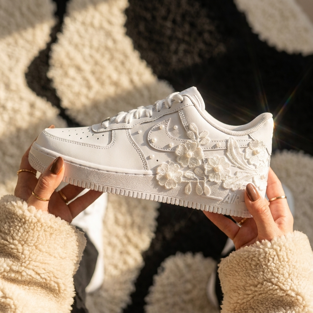 Custom Nike AIR Force 1 Sneaker - Flower Wedding Edition