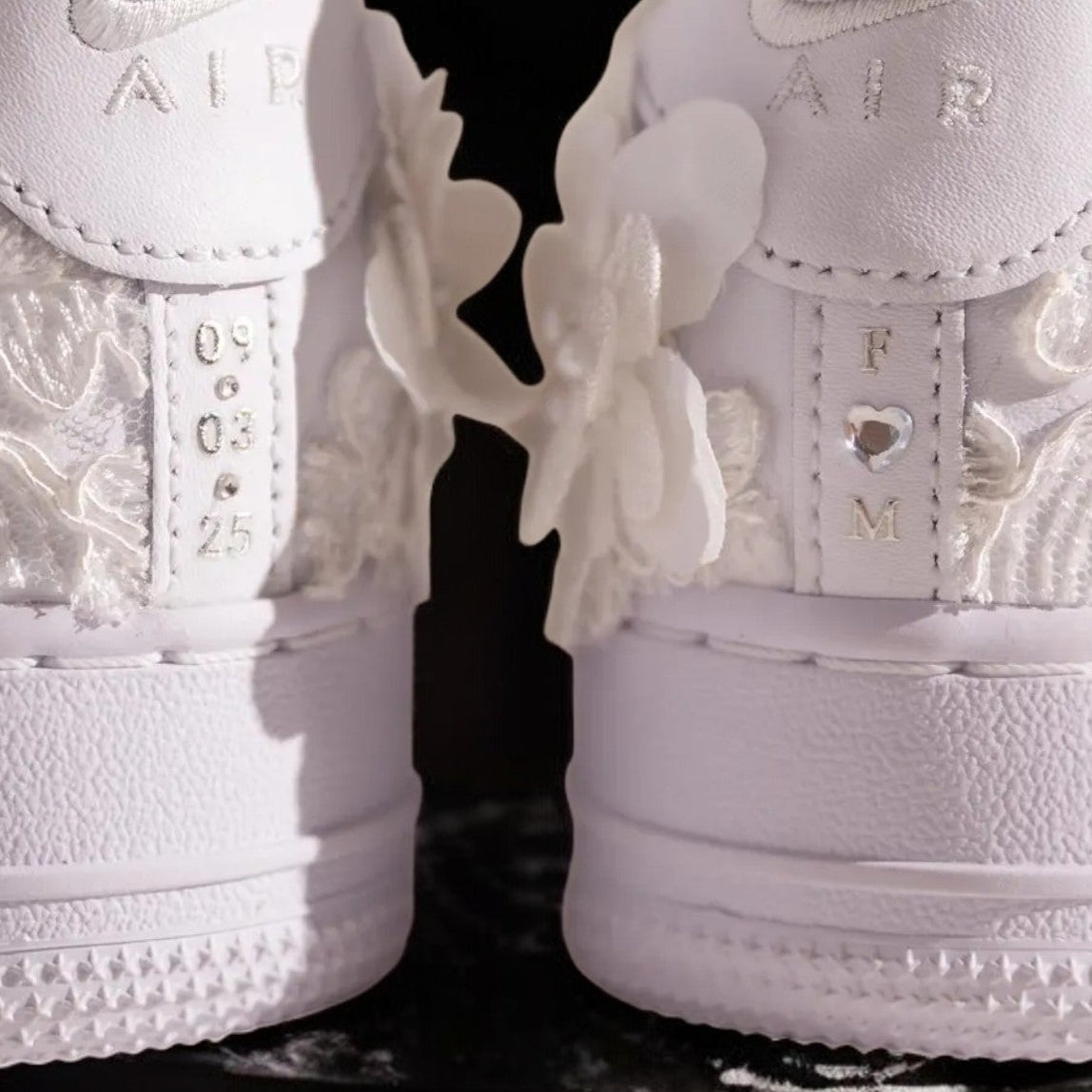 Custom Nike AIR Force 1 Sneaker - Flower Wedding Edition