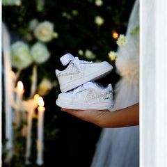 Baskets Nike AIR Force 1 personnalisées pour bébé - Caffe Latté Baby Edition
