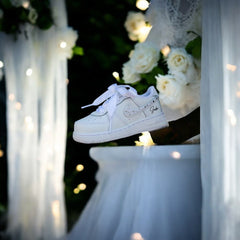 Baskets Nike AIR Force 1 personnalisées pour bébé - Caffe Latté Baby Edition