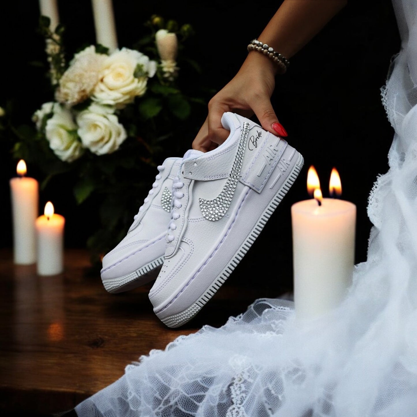 Custom Nike AIR Force 1 Shadow Sneaker - Swarovski Wedding Edition 2.0