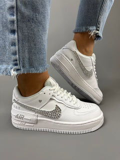Baskets Nike AIR Force Shadow 1 personnalisées - Strass Swarovski ÉDITION MARIAGE