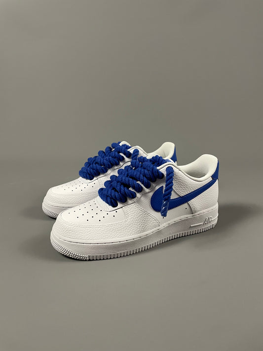 Baskets Nike AIR Force 1 personnalisées - Lacets en corde édition bleue