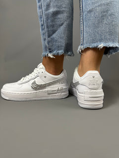 Baskets Nike AIR Force Shadow 1 personnalisées - Strass Swarovski ÉDITION MARIAGE