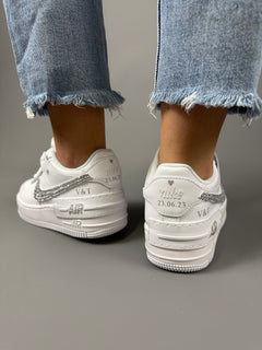 Baskets Nike AIR Force Shadow 1 personnalisées - Strass Swarovski ÉDITION MARIAGE