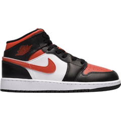 Jordan Nike Air Jordan 1 Mid Bred Toe Black Fire Red White (GS)
