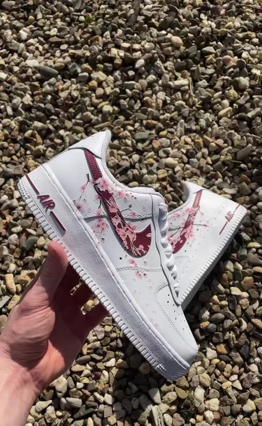 Baskets Nike AIR Force 1 personnalisées - Cherry Blossom x Cherry