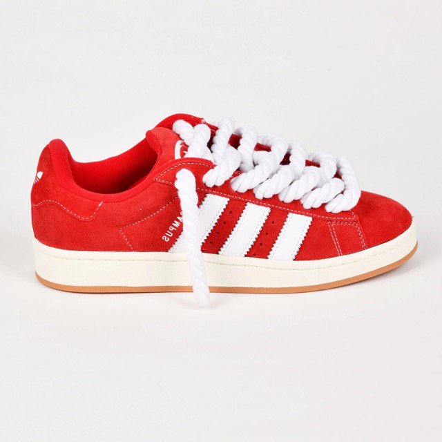 ADIDAS Campus 00s Rot Customized - Rope Schnürsenkel Weiß - julescustomizedkicks