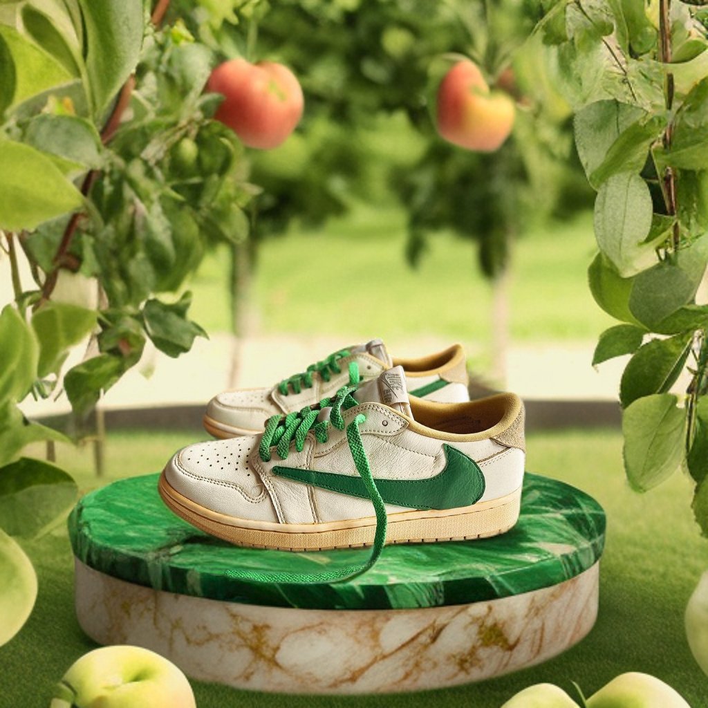 AJ1 Low OG Customized - Green Reverse Swoosh - julescustomizedkicks