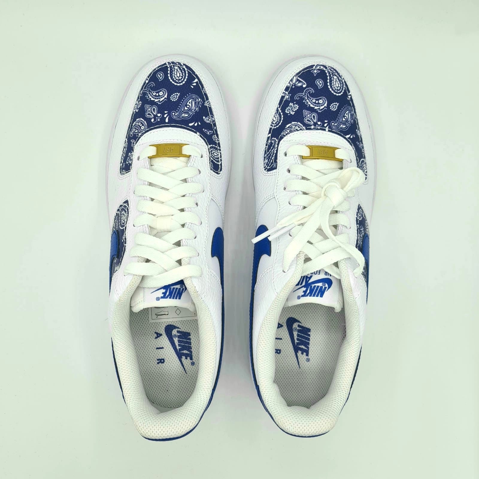 Custom Nike AIR Force 1 Sneaker - Blue Bandana - julescustomizedkicks