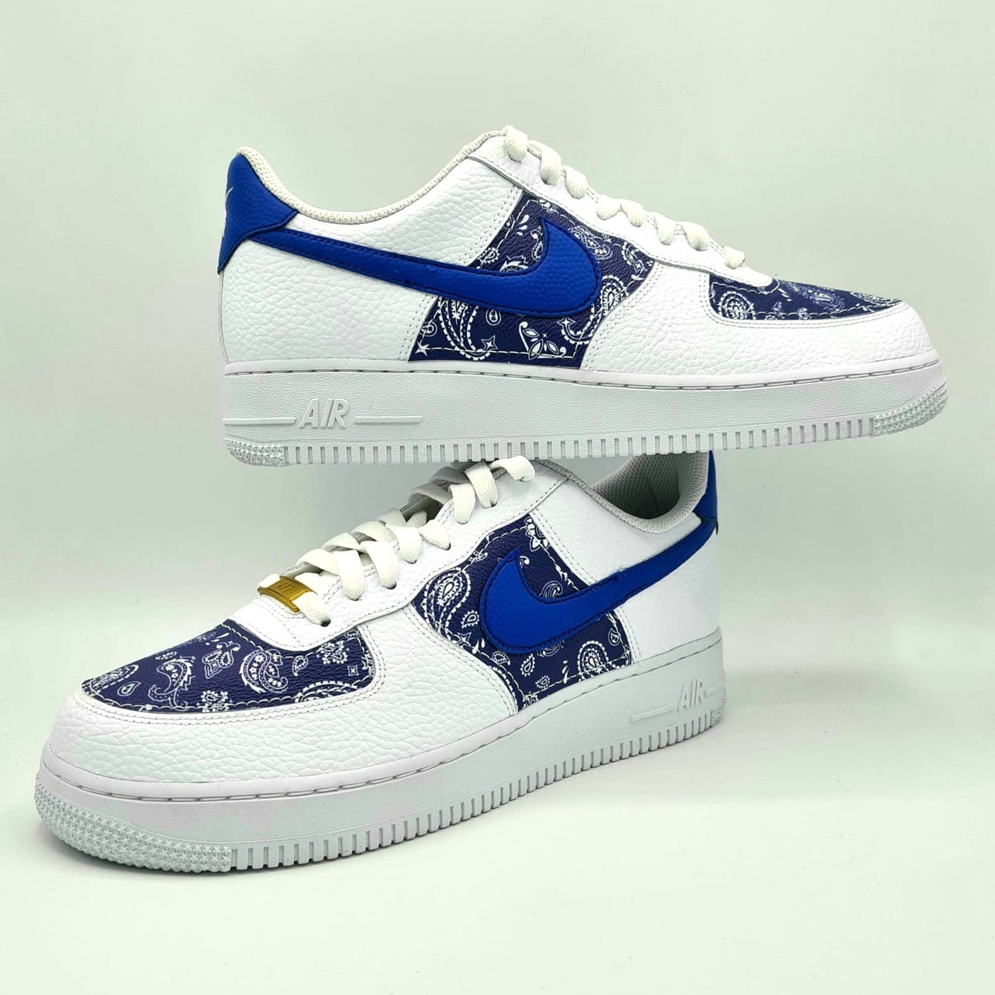 Custom Nike AIR Force 1 Sneaker - Blue Bandana - julescustomizedkicks