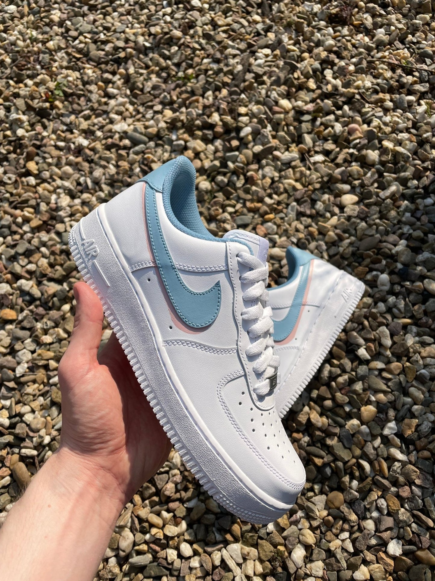 Custom Nike AIR Force 1 Sneaker - Blue Bubblegum - julescustomizedkicks