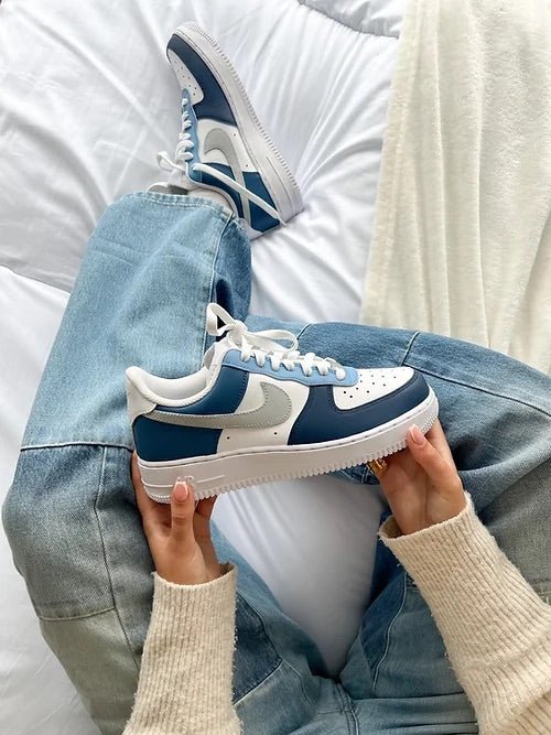 Custom Nike AIR Force Sneaker Denim Blue – julescustomizedkicks