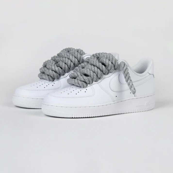 Custom Nike AIR Force Sneaker Dicke Schnürsenkel/Rope Grau
