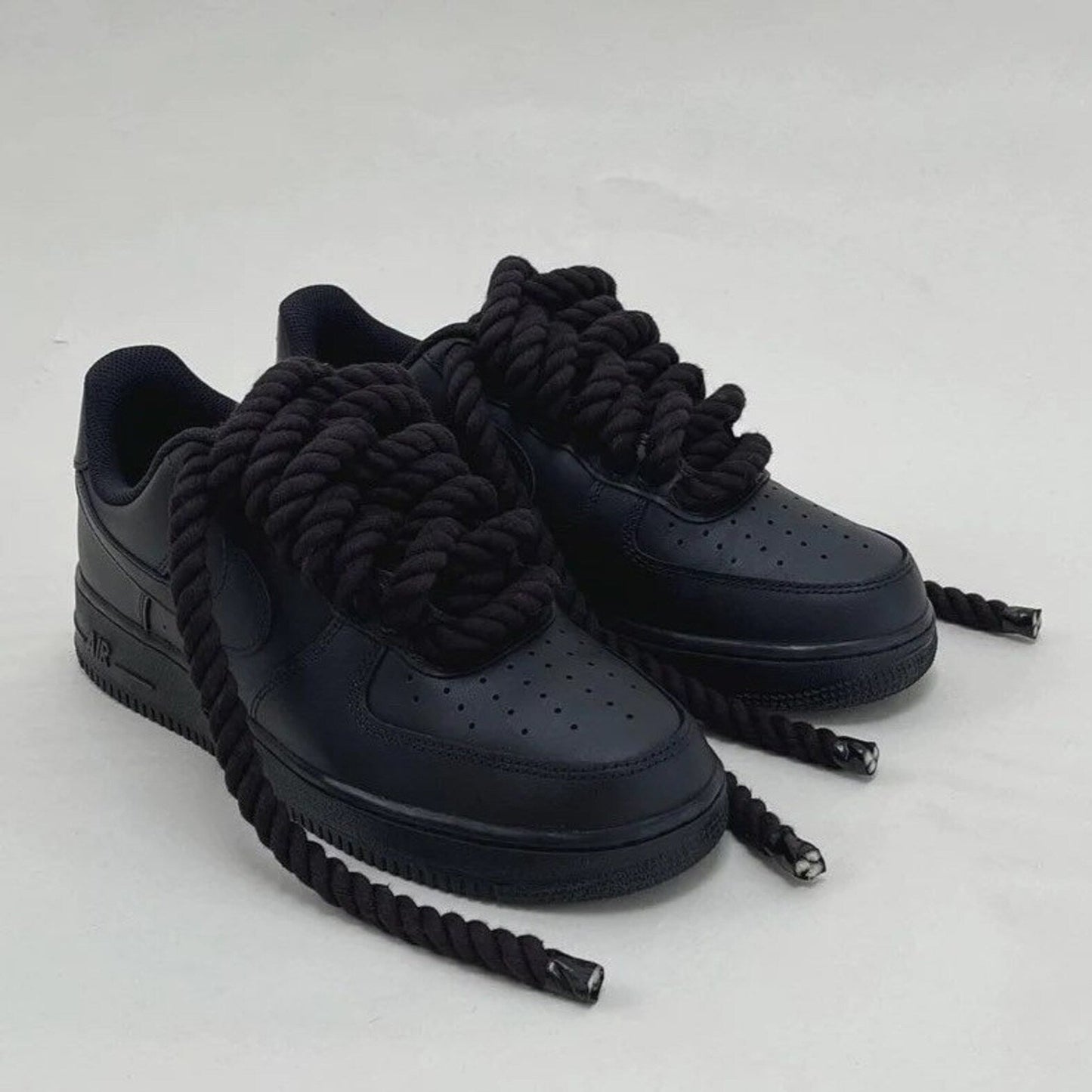 Custom Nike AIR Force 1 Sneaker - Dicke/Rope Schnürsenkel Schwarz - julescustomizedkicks