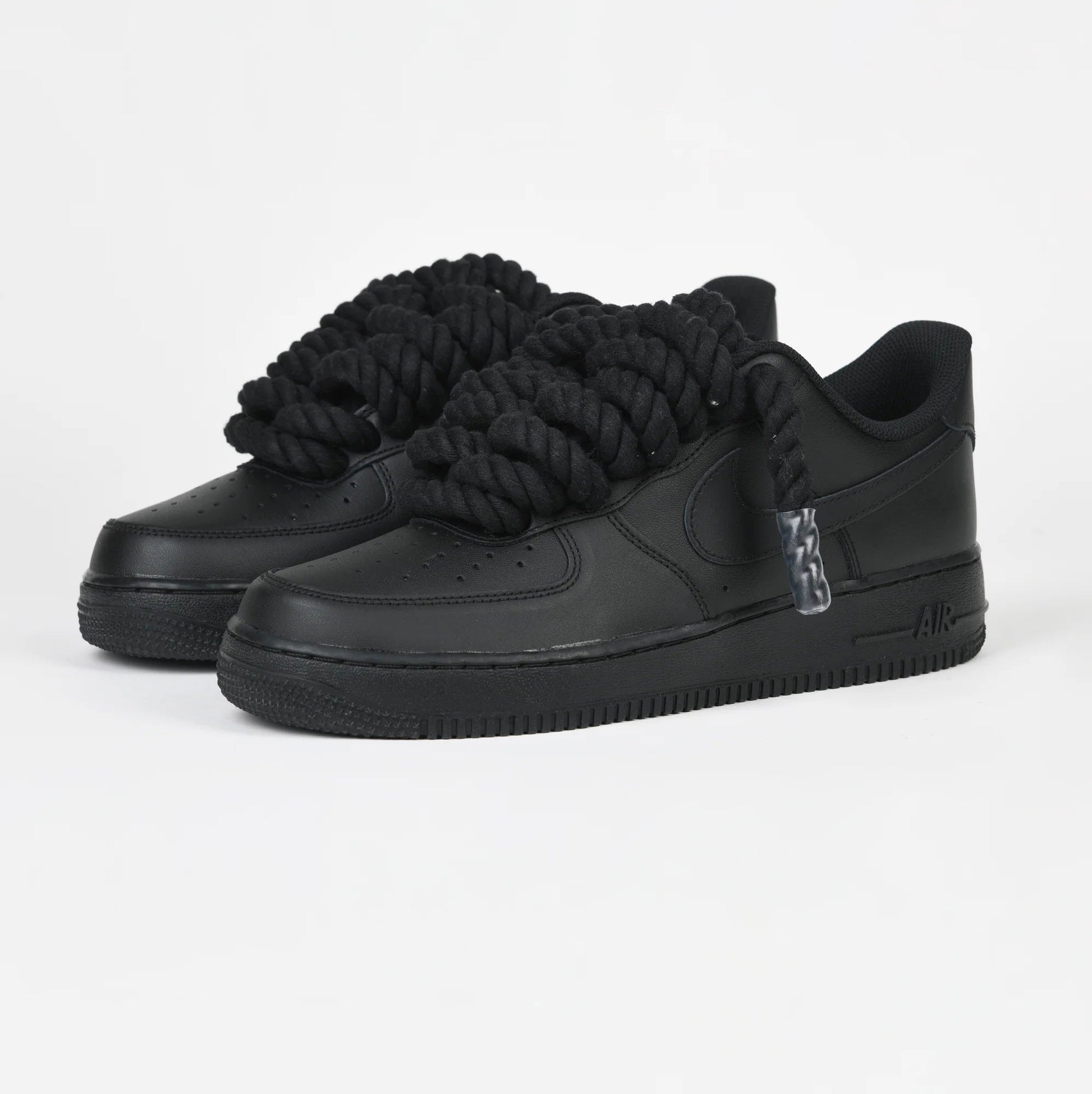 Custom Nike AIR Force 1 Sneaker - Dicke/Rope Schnürsenkel Schwarz - julescustomizedkicks