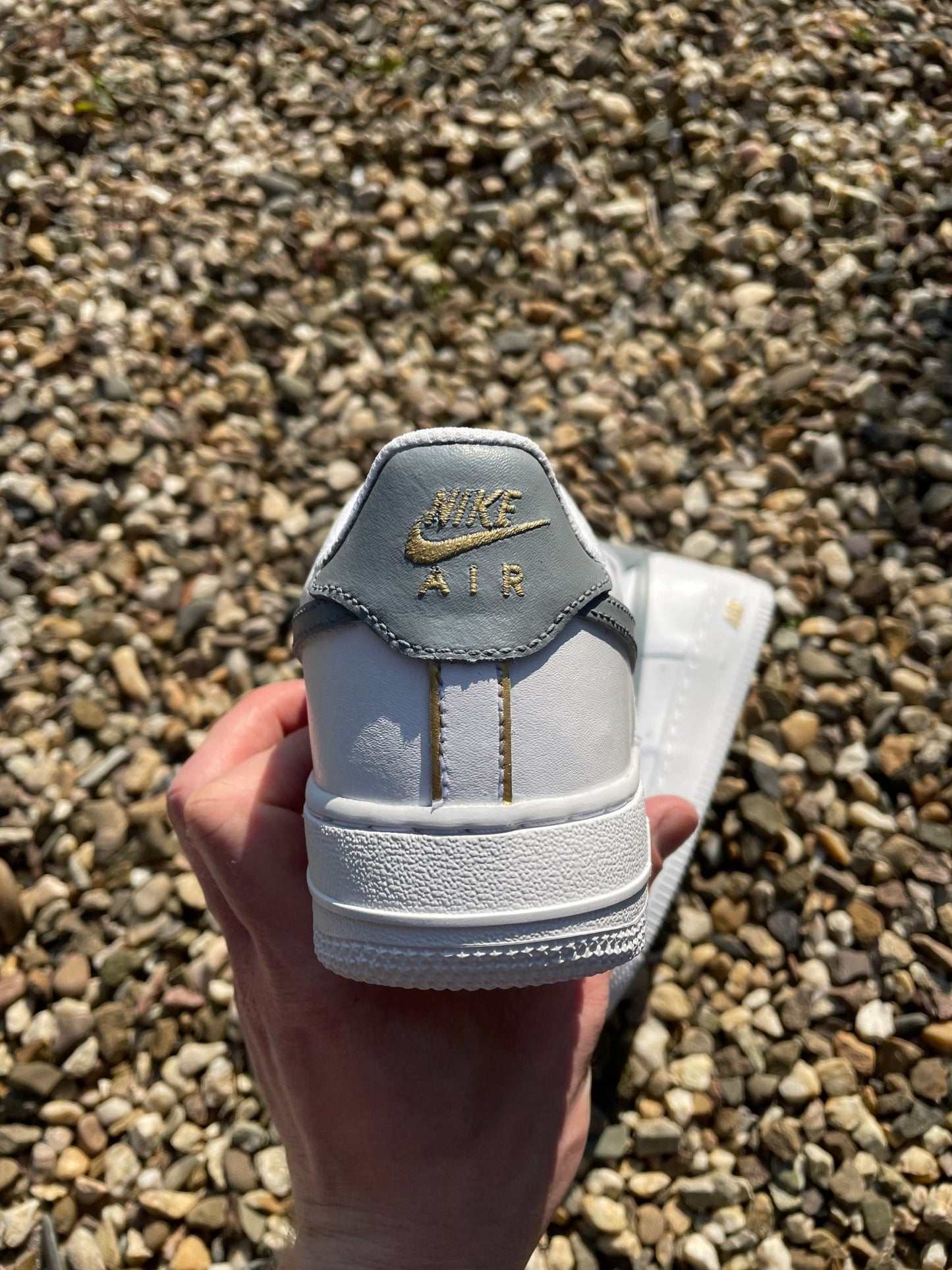 Custom Nike AIR Force 1 Sneaker - Gold Details - julescustomizedkicks