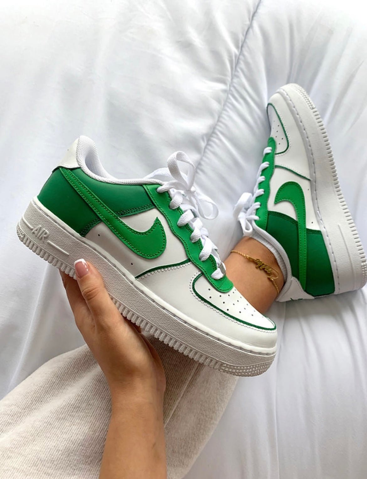 Custom Nike AIR Force 1 Sneaker - Green Saphire - julescustomizedkicks