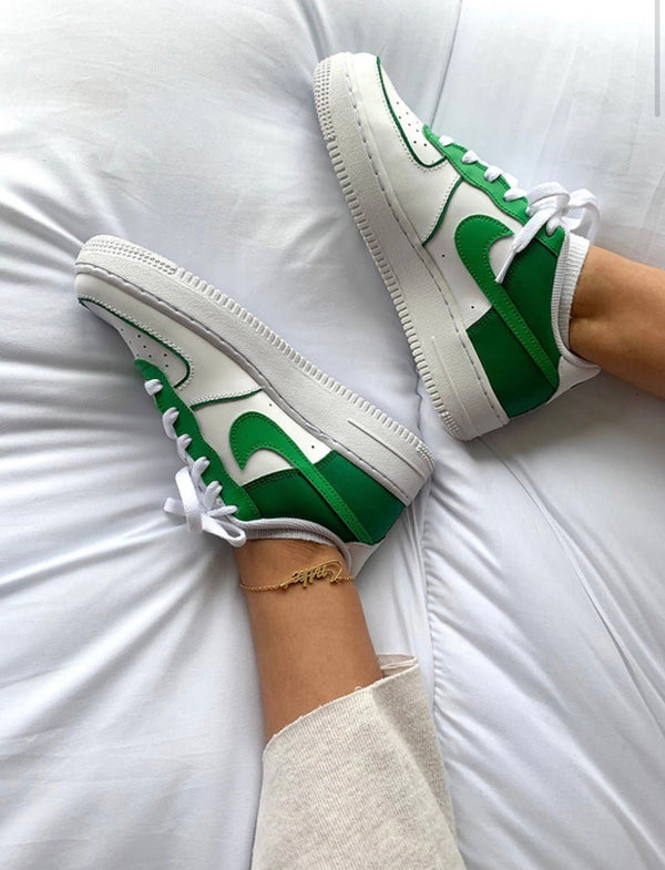 Custom Nike AIR Force 1 Sneaker - Green Saphire