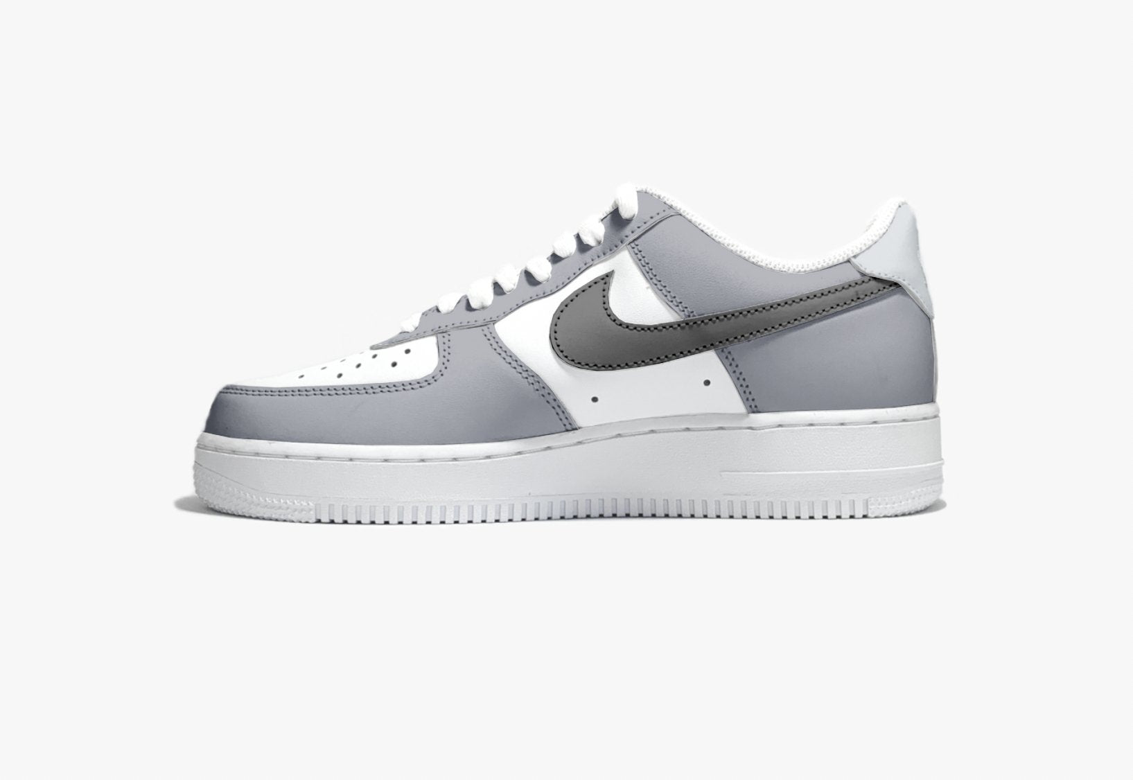 Custom Nike AIR Force 1 Sneaker - Grey and Black - julescustomizedkicks