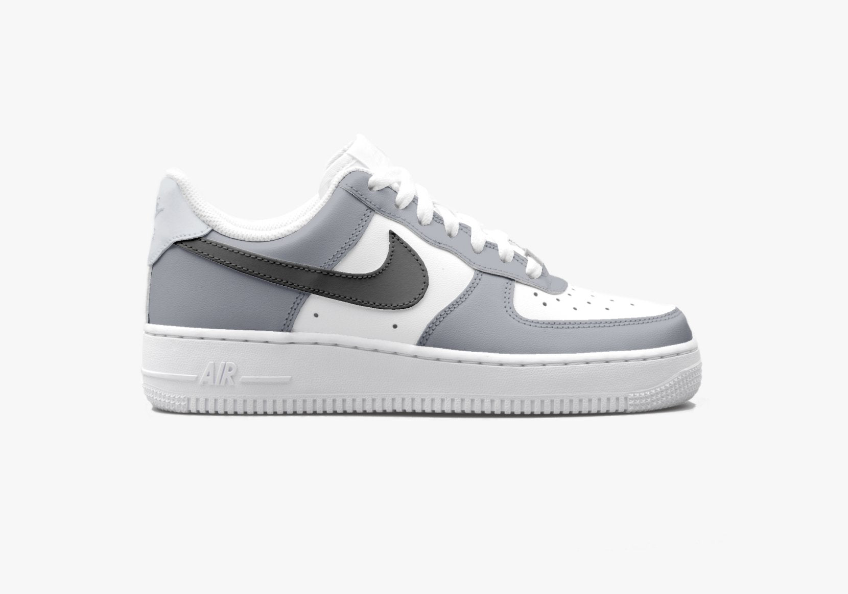 Custom Nike AIR Force 1 Sneaker - Grey and Black - julescustomizedkicks