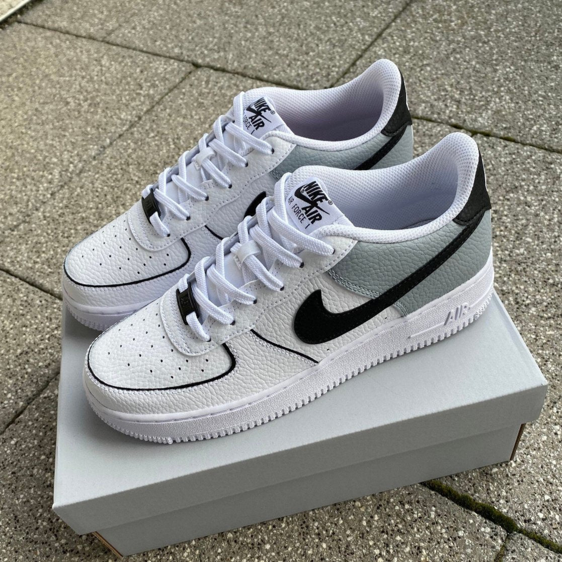 Custom Nike AIR Force 1 Sneaker - Grey & Black Details - julescustomizedkicks