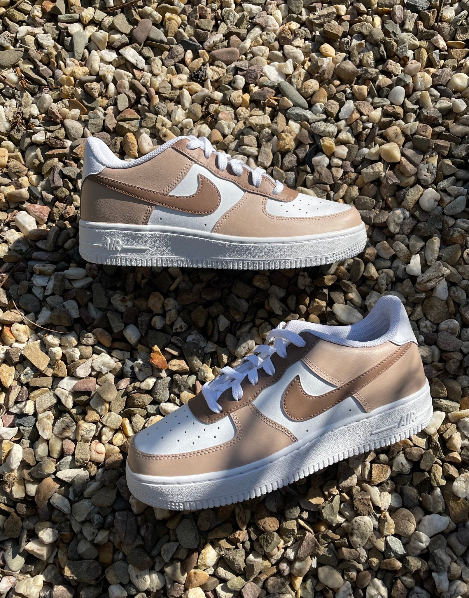 Custom Nike AIR Force 1 Sneaker - Light Brown - julescustomizedkicks