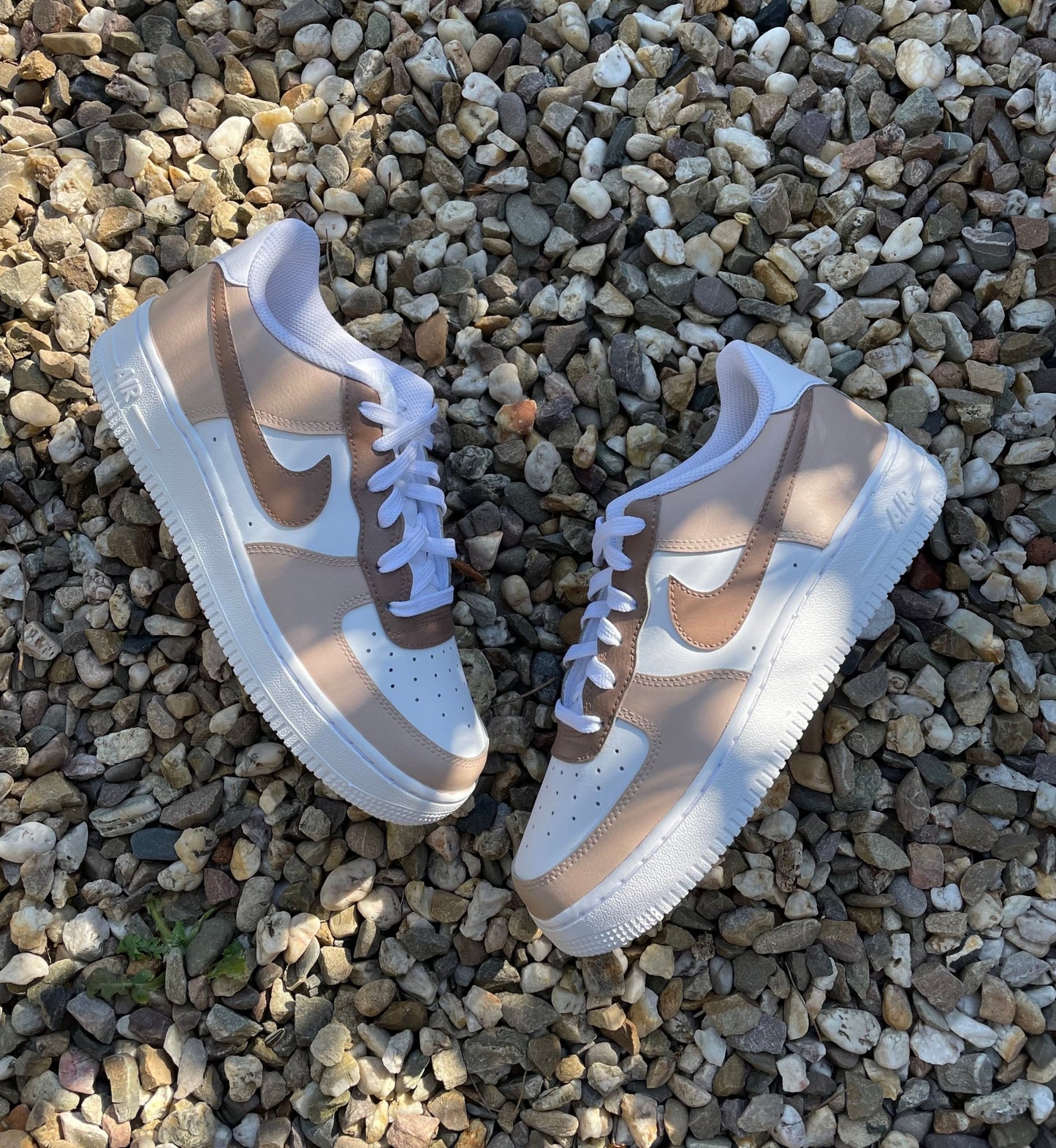 Custom Nike AIR Force 1 Sneaker - Light Brown - julescustomizedkicks