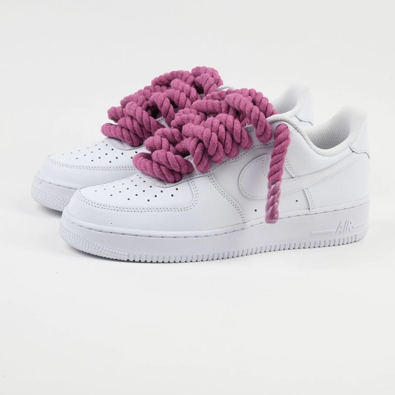 Custom Nike AIR Force 1 Sneaker - Rope Schnürsenkel Himbeere - julescustomizedkicks