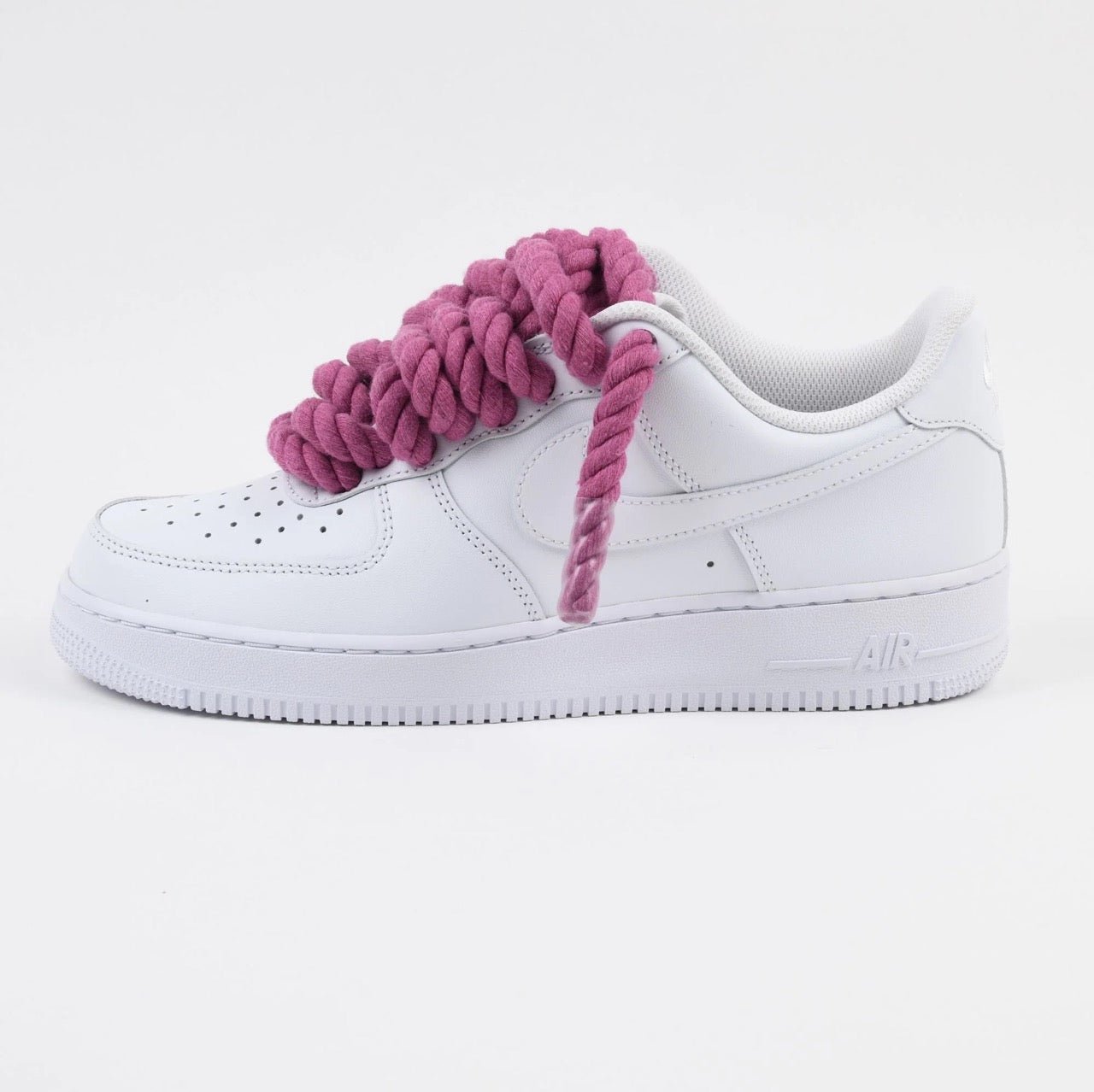 Custom Nike AIR Force 1 Sneaker - Rope Schnürsenkel Himbeere - julescustomizedkicks