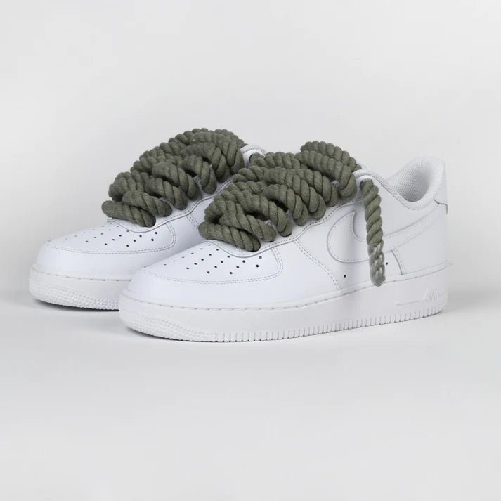 Custom Nike AIR Force 1 Sneaker - Rope Schnürsenkel Khaki - julescustomizedkicks