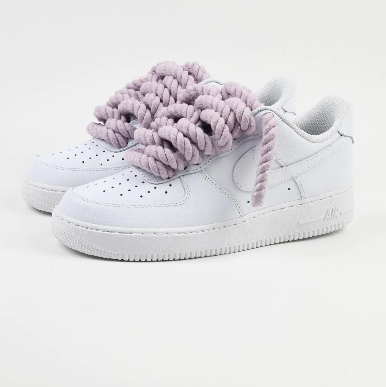 Custom Nike AIR Force 1 Sneaker - Rope Schnürsenkel Lilac - julescustomizedkicks
