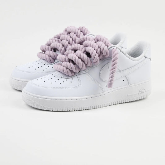 Custom Nike AIR Force 1 Sneaker - Rope Schnürsenkel Lilac - julescustomizedkicks