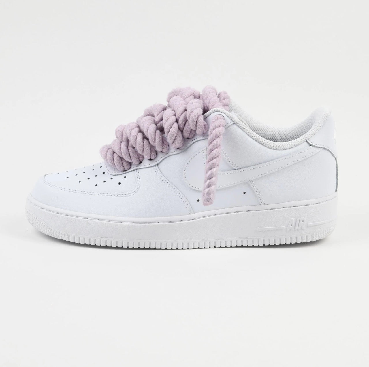 Custom Nike AIR Force 1 Sneaker - Rope Schnürsenkel Lilac - julescustomizedkicks