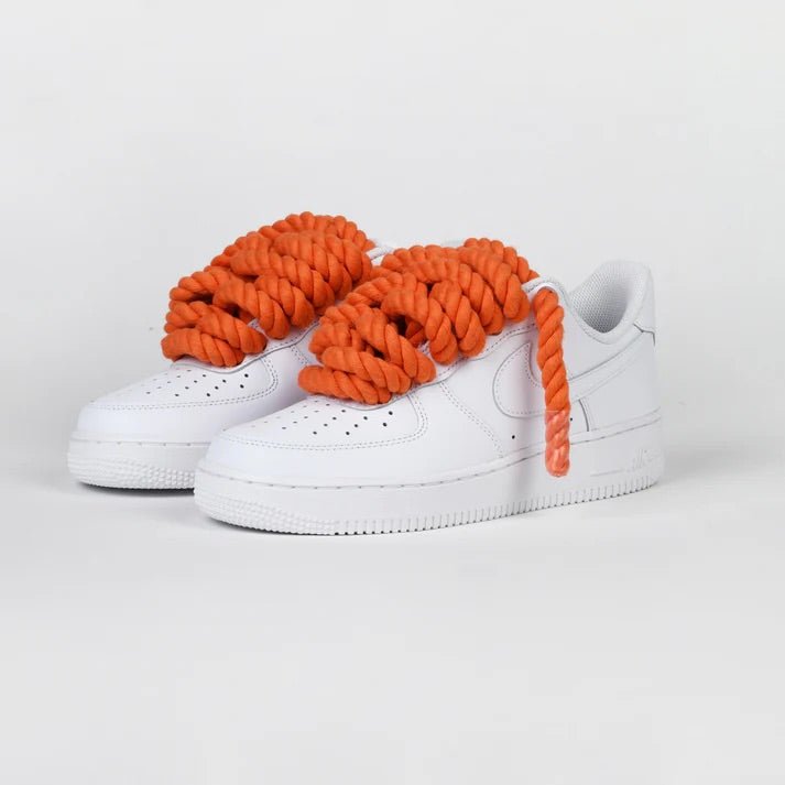 Custom Nike AIR Force 1 Sneaker - Rope Schnürsenkel Orange - julescustomizedkicks