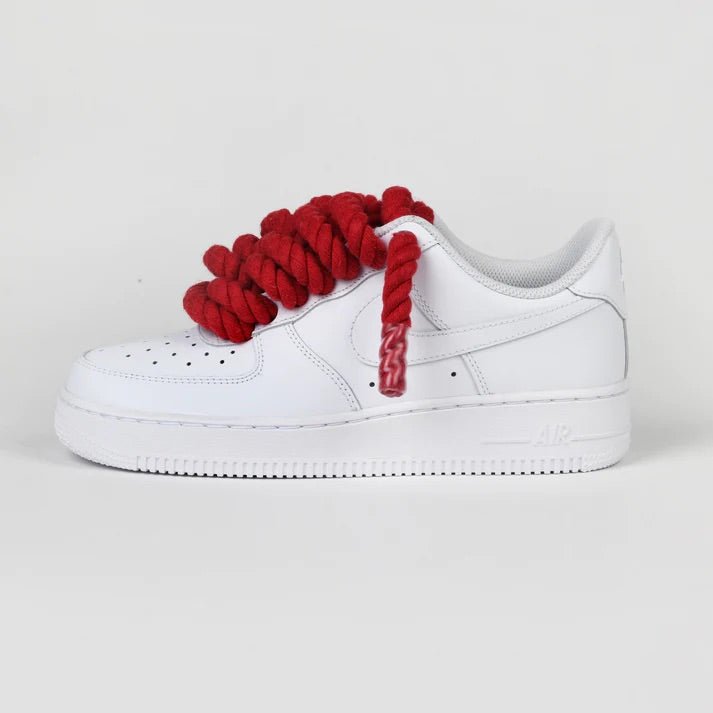 Custom Nike AIR Force 1 Sneaker - Rope Schnürsenkel Rot - julescustomizedkicks