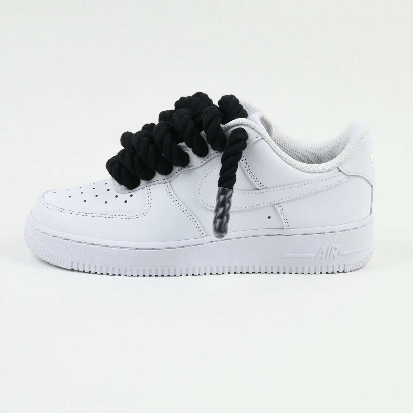 Custom Nike AIR Force 1 Sneaker - Rope Schnürsenkel Schwarz - julescustomizedkicks