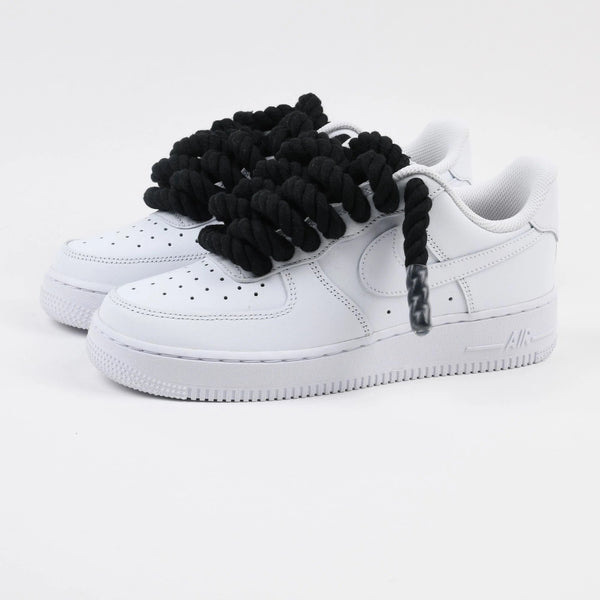 Custom Nike AIR Force 1 Sneaker - Rope Schnürsenkel Schwarz