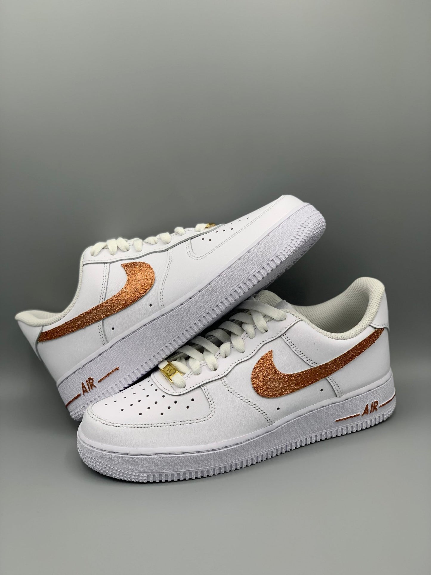 Custom Nike AIR Force 1 Sneaker - Rose Gold Glitzer - julescustomizedkicks