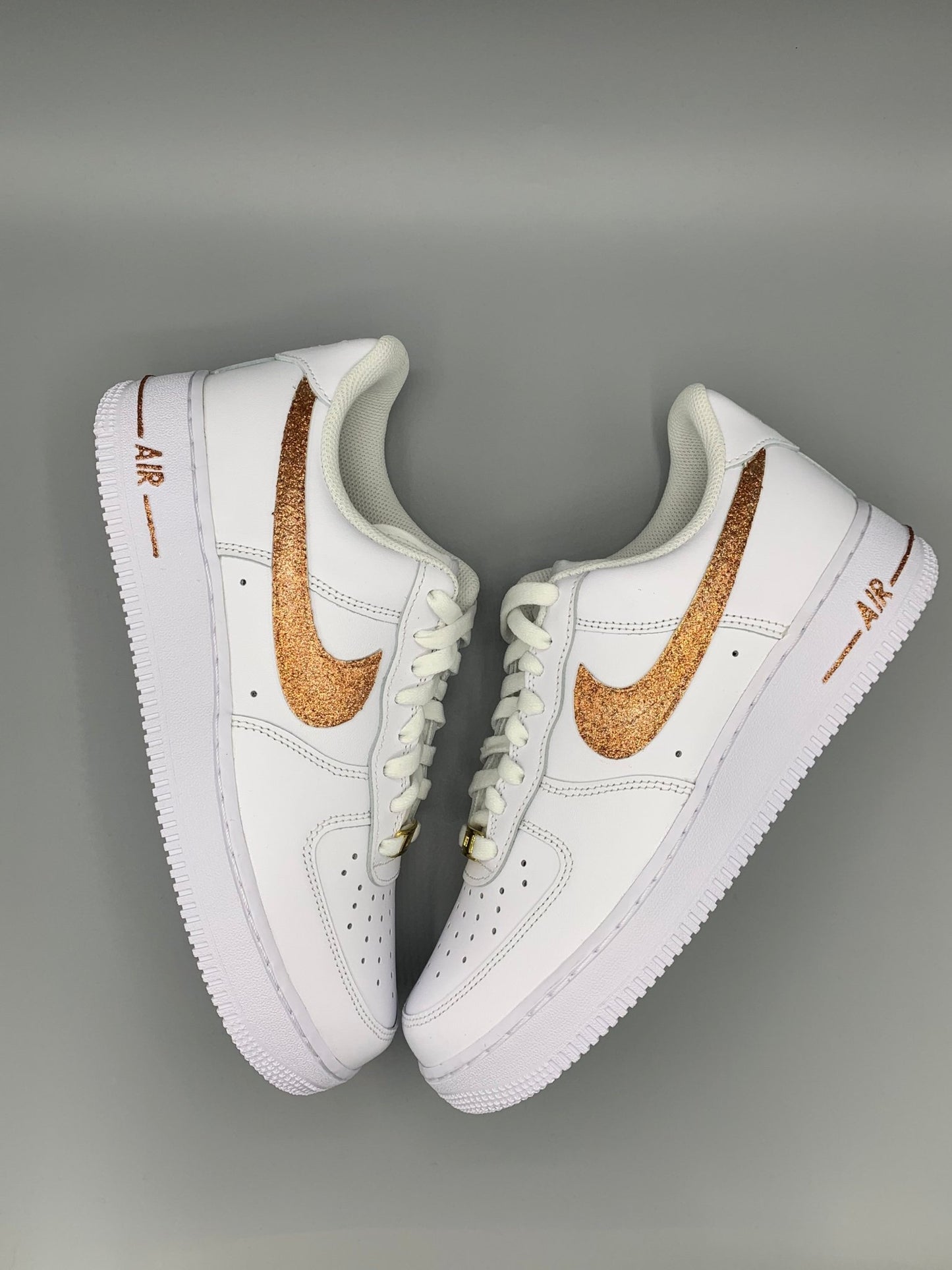 Custom Nike AIR Force 1 Sneaker - Rose Gold Glitzer - julescustomizedkicks