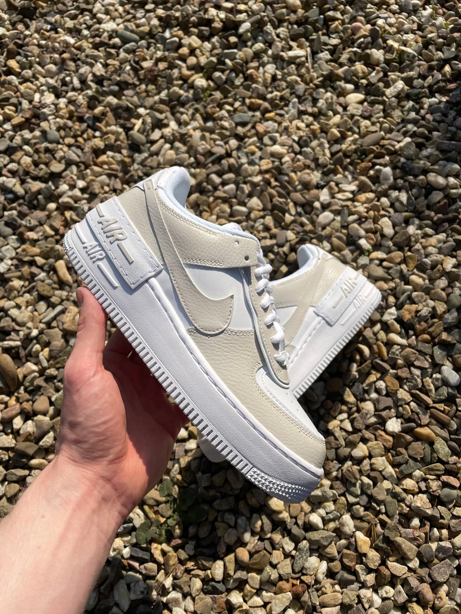 Custom Nike AIR Force Shadow 1 Sneaker - Sand - julescustomizedkicks