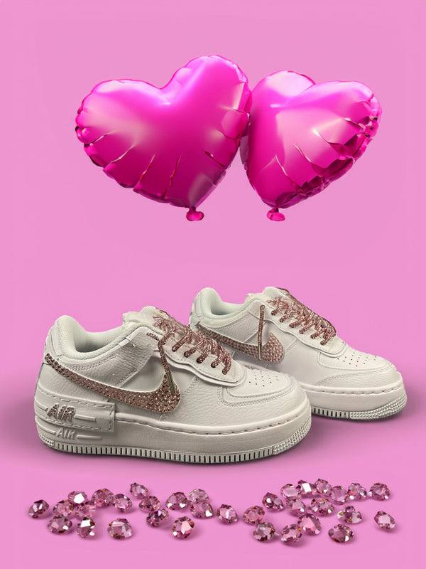 Custom Nike AIR Force Shadow 1 Sneaker - Swarovski Strasssteine BARBIE EDITION