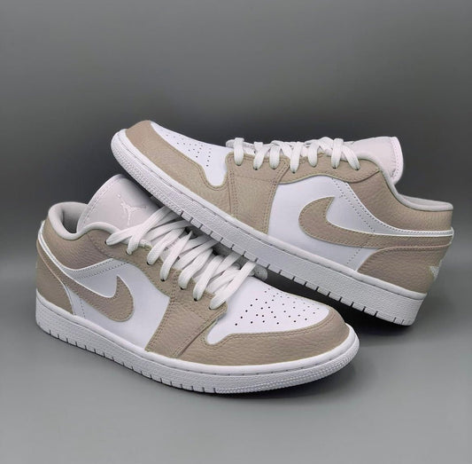 Custom NIke AJ1 Low Sneaker- Beige - julescustomizedkicks