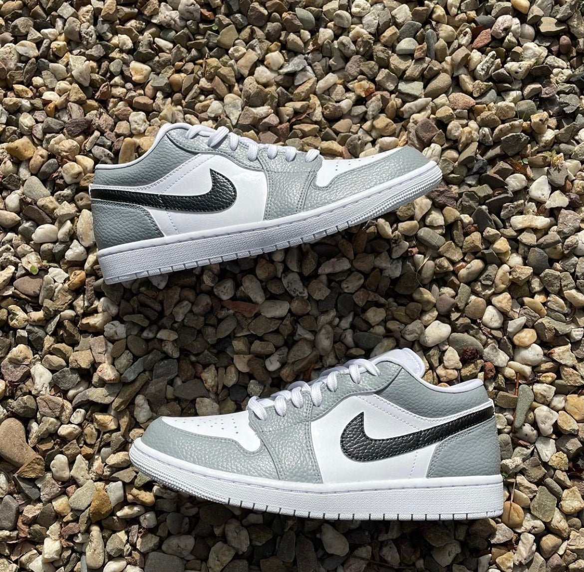 Custom NIke AJ1 Low Sneaker - Grey & Black - julescustomizedkicks