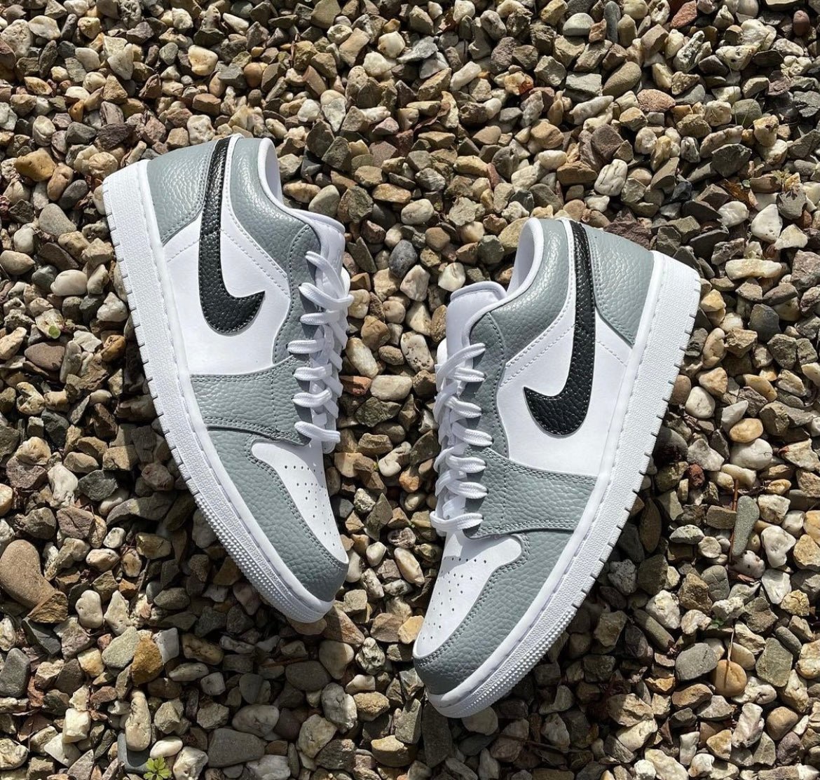 Custom NIke AJ1 Low Sneaker - Grey & Black - julescustomizedkicks