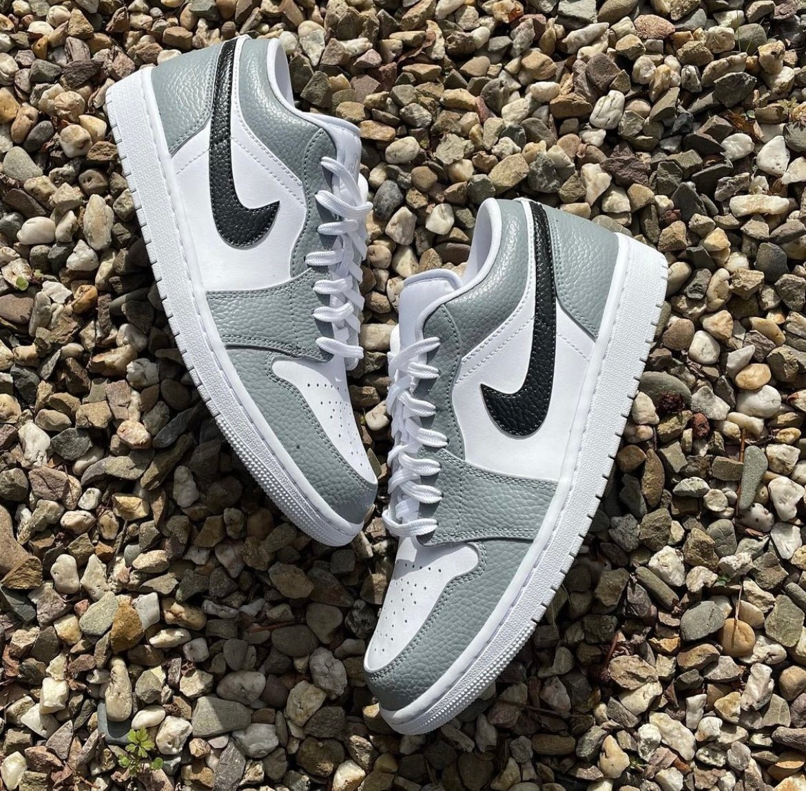 Custom NIke AJ1 Low Sneaker - Grey & Black - julescustomizedkicks