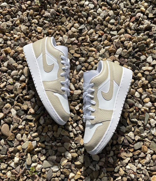 Custom NIke AJ1 Low Sneaker - Sand - julescustomizedkicks