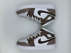 Custom Nike AJ1 Mid Customized - Chocolate - julescustomizedkicks