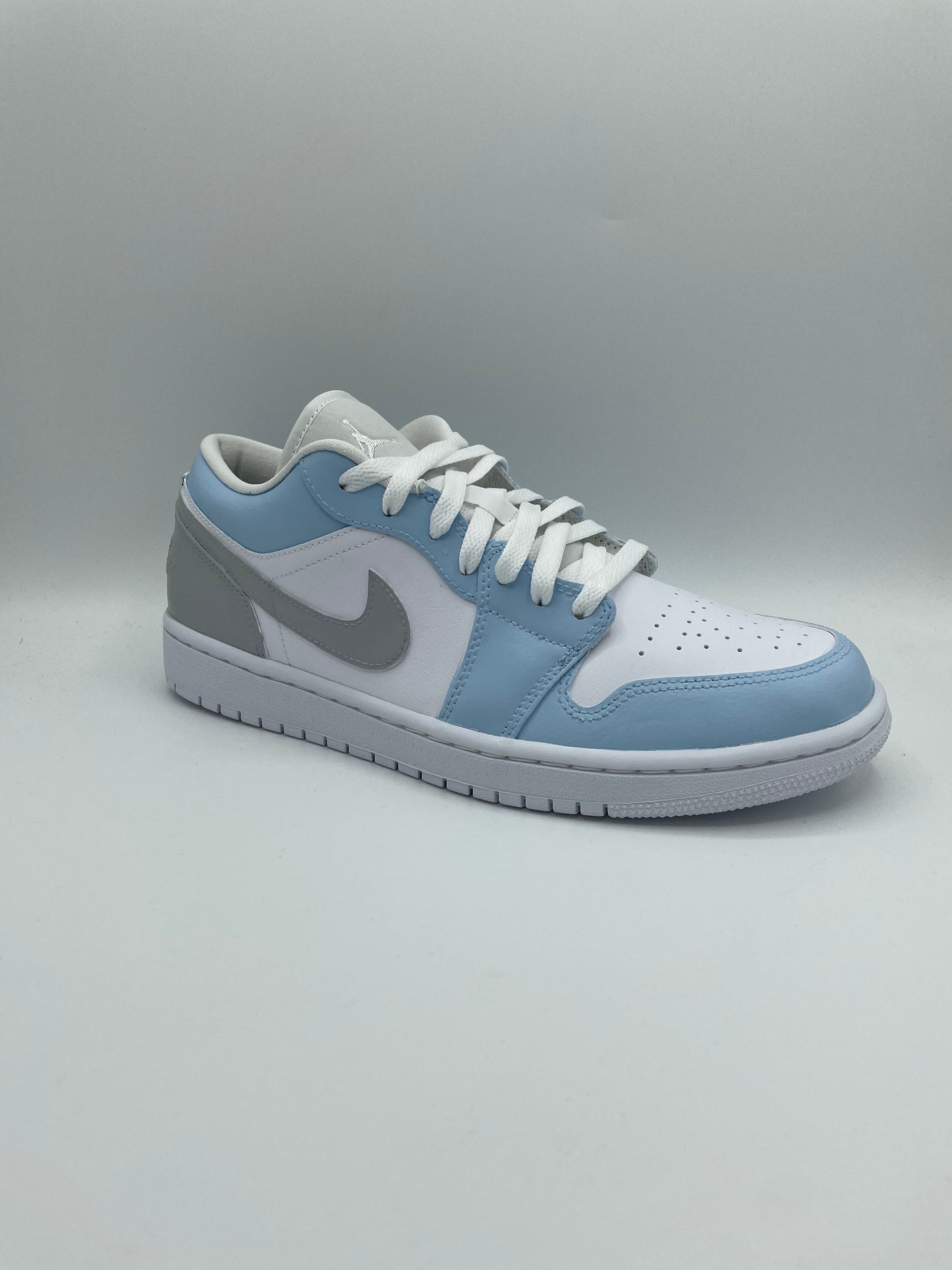 Custom NIke AJ1 Low Sneaker- Grey & Babyblue